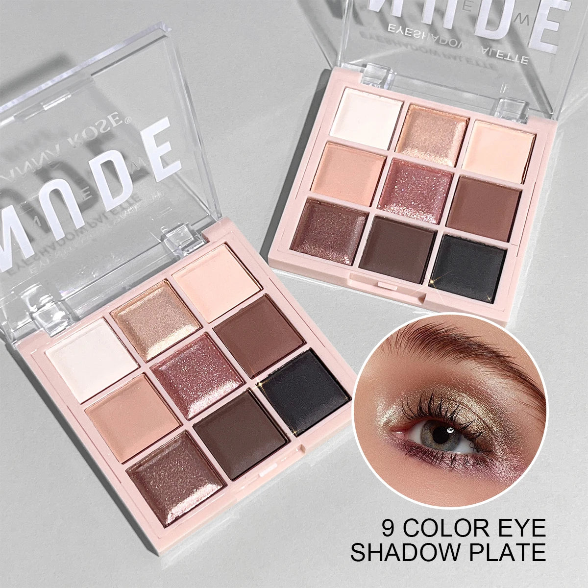 9-Color Eyeshadow Palette with Fine Glitter, Shimmer, Matte, Milk Tea Shades; Mini, Daily Use, Student-Friendly Makeup - Tasawoq