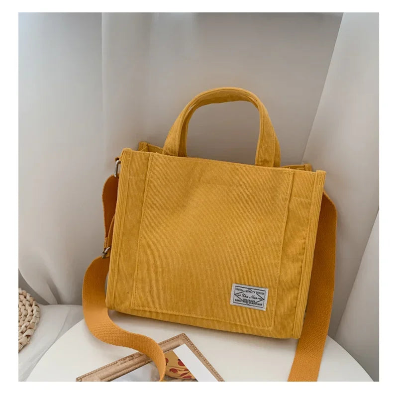 Women Handbag Simple Corduroy Portable Large Capacity HandBag Ins Fashion Trend Small Square Handbag Single Shoulder Bags - Tasawoq