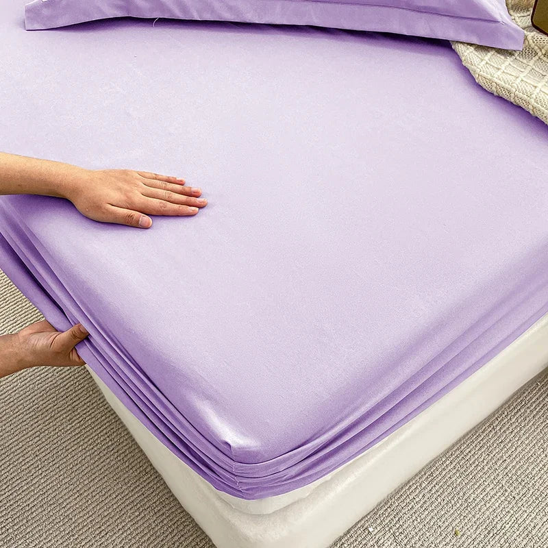 Double Bed Sheets Couple Elastic Fitted Sheet Microfiber Ultra-Soft Hotel Luxury Mattresses cover Queen single king Size - Tasawoq