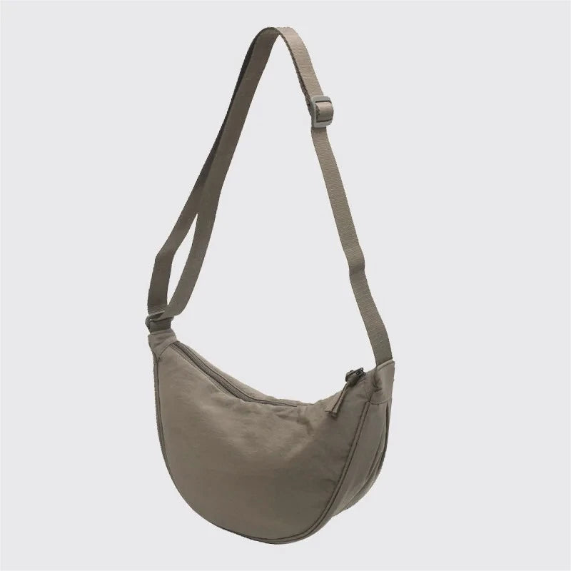 Solid Color Women's Portable Shoulder Bag Simple Female Nylon Cloth Padded Crossbody Bags Travel Purse Handbags Messenger Bag - Tasawoq