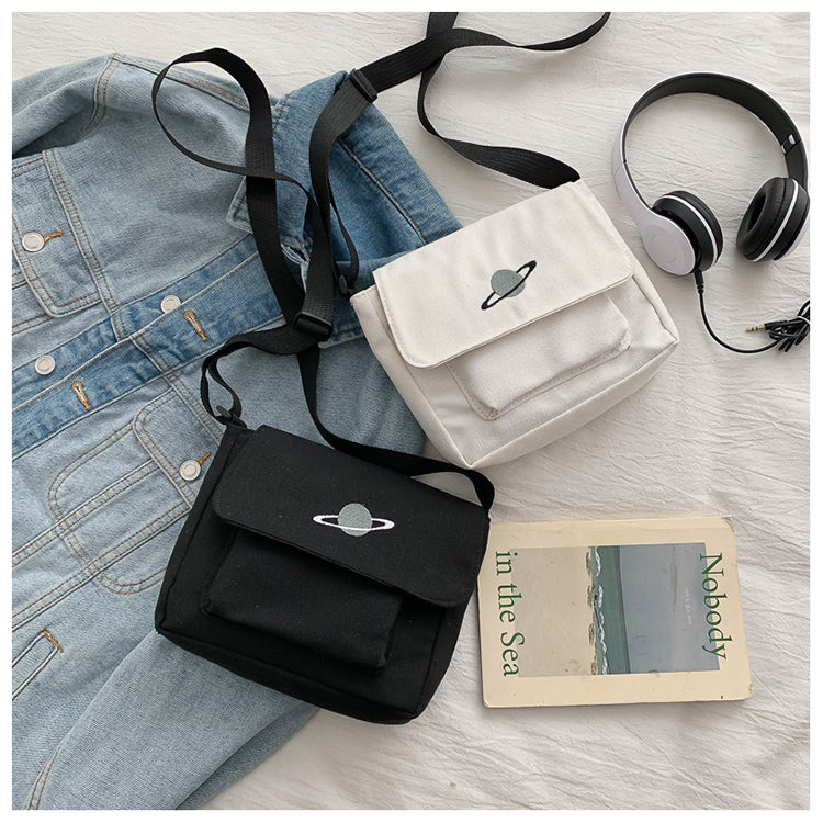 Casual Collage Student Messenger Bag Women Small Bag Canvas Shoulder Bag For Women Print Crossbody Bags Bolsas Sac - Tasawoq