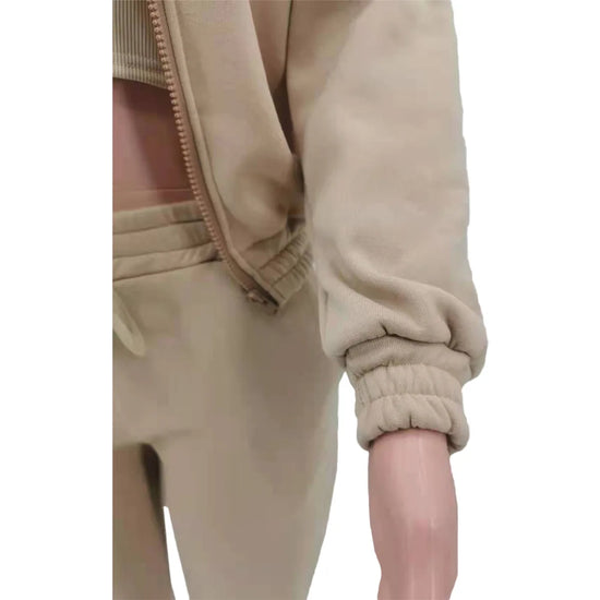 3pcs Women's Clothing Set Fleece-lined Hooded Sweater &Sleeveless Tank Top & Sports Sweatpants Pants - Tasawoq