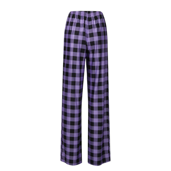 Women Christmas Pajama pants Autumn Winter Plaid Printed Pants Fashion Casual Wide Leg Pants Clothing Streetwear - Tasawoq