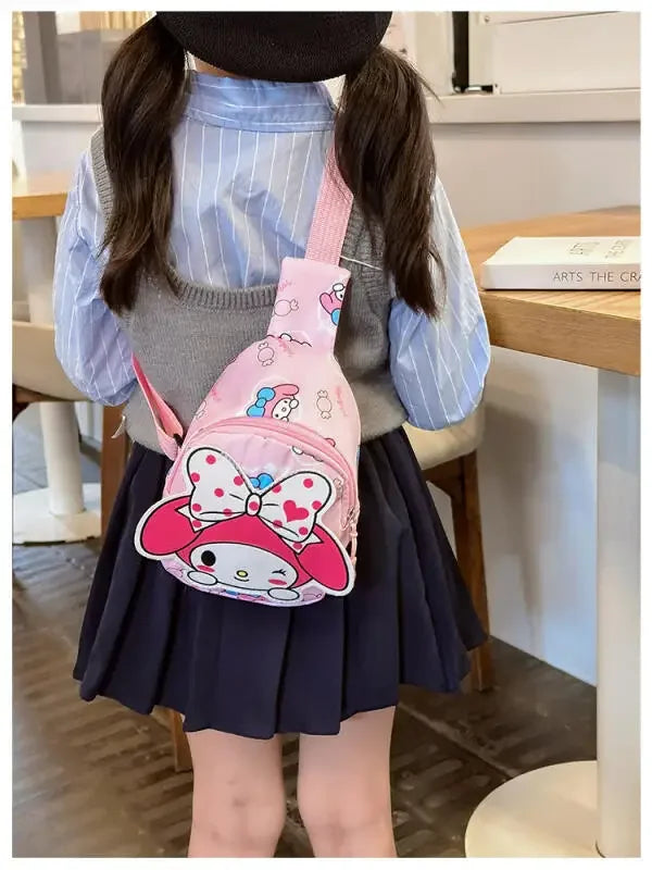 Kawaii Sanrio Hello Kitty Chest Bag Crossbody Bags Kuromi My Melody Cinnamoroll Messenger Shoulder Handbag for Women Toys Girls - Tasawoq