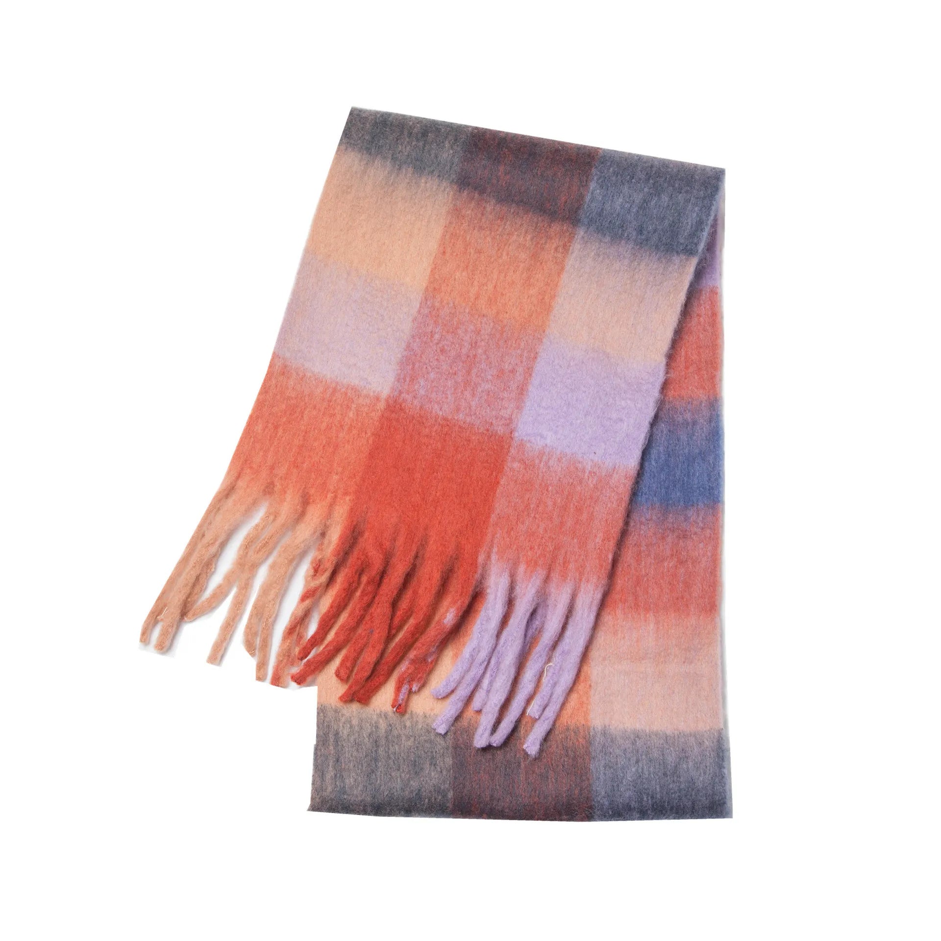 2025 Winter Thick Warm Scarf Women Cashmere Shawl and Wraps Pashmina Neckerchief Bufanda Female Rainbow Hairy Tessel Echarpe New - Tasawoq