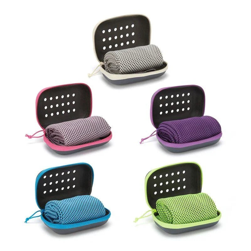 Clearance_Quick Drying Cooling Towel Soft Breathable Chilly Sweat Absorption Cold Towel with Storage Box Sports Running Yoga Gym - Tasawoq