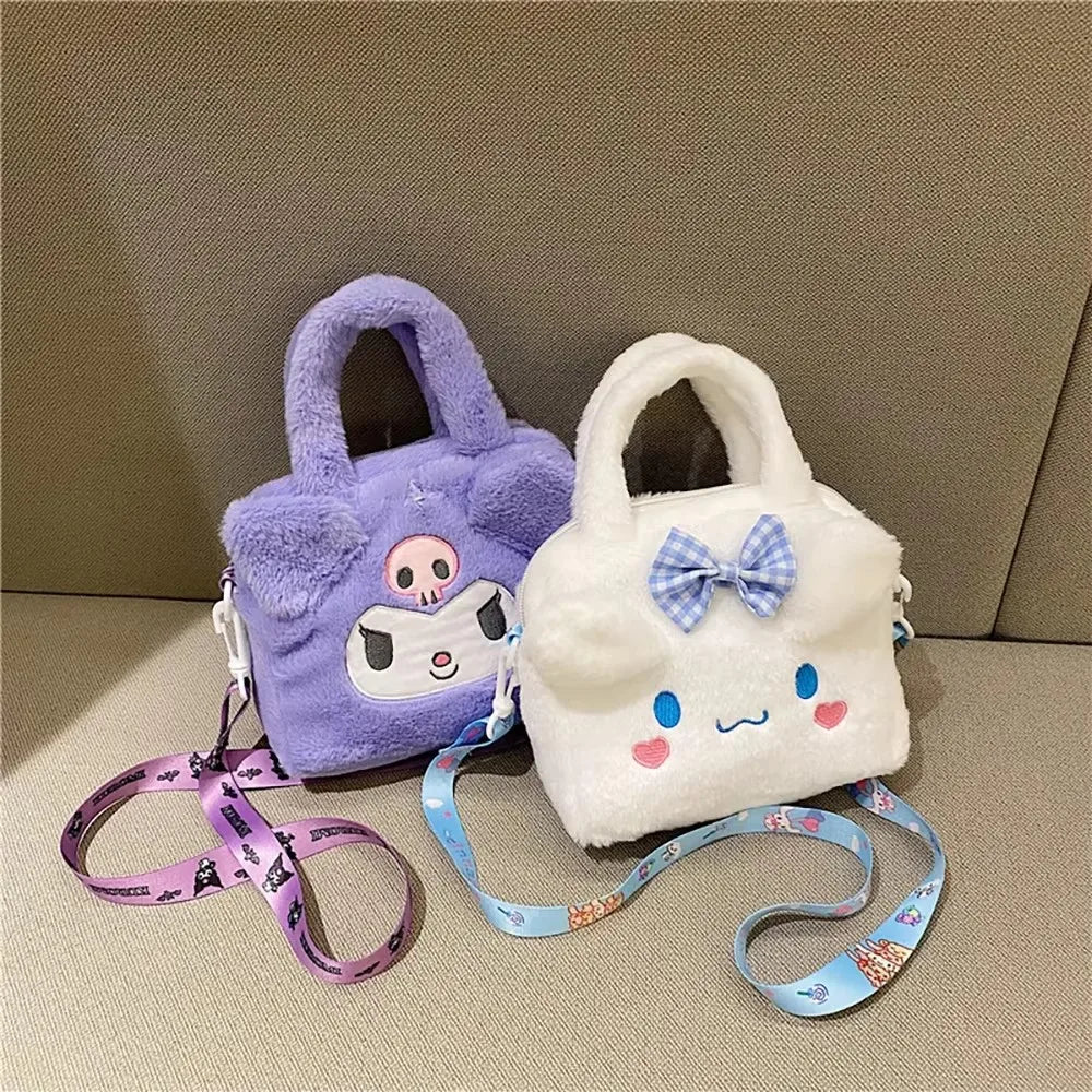 Sanrio Bag Kawaii Kuromi Cinnamoroll My Melody Cartoon Anime Plush Handbag Cosmetic Bag Travel Storage Bag Women Girl Gifts - Tasawoq