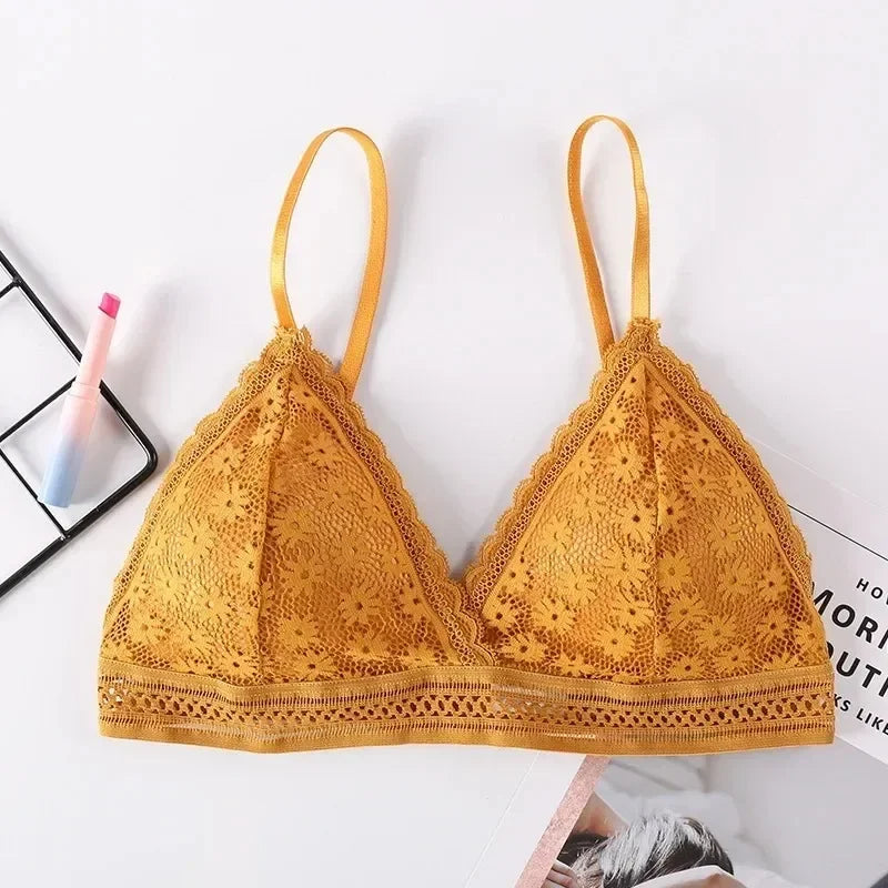 Sexy Floral Lace Bra Top For Women Push Up Female Lingerie breathable Bralette Removable Pad Thin Fashion New Wireless Bras - Tasawoq