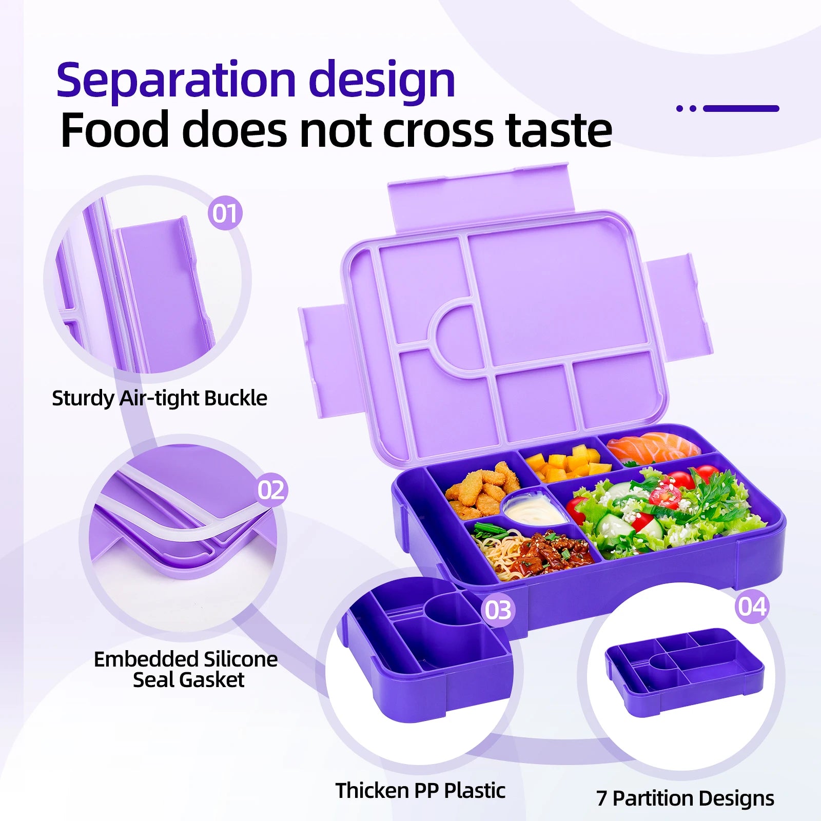 Adorable Pattern Kids Lunch Box Portable Divided Microwave Oven Bento Box Leakproof Food Container For back to school kitchen