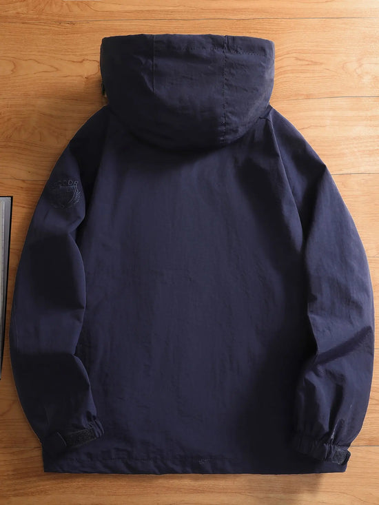 Men's outdoor hiking, sports, leisure, waterproof, windproof, multi pocket, detachable hat, jacket, jacket - Tasawoq