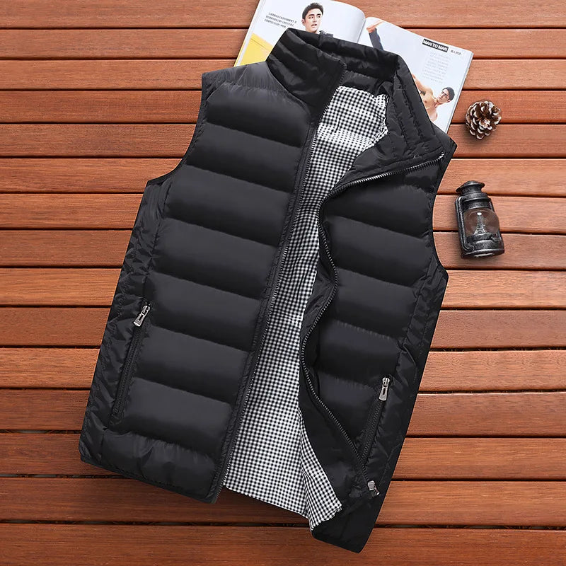 Men Vest Windproof Vest Men Jacket Sleeveless Vest Winter Jacket Casual Coat Men down Cotton Warm Thicken Waistcoat thick gilet - Tasawoq
