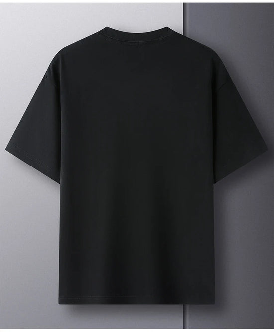 100% pure cotton summer high-end brand men's short sleeve round neck fashionable style half sleeved top breathable T-shirt - Tasawoq