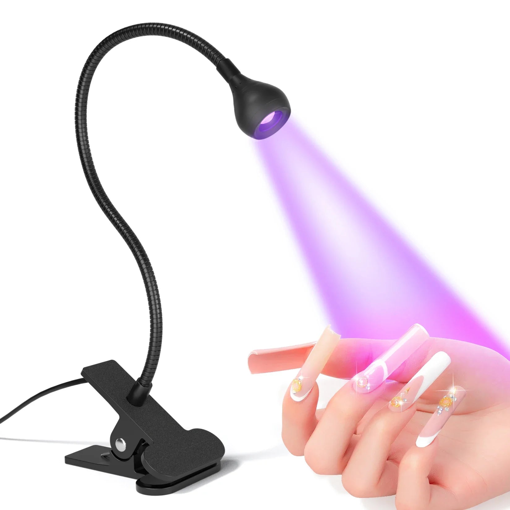 Nail Dryer Light UV Nail lamp 395nm Wavelength Clip-on Desk Mini USB For Gel Nails ongle Manicure Salon Tools - Tasawoq