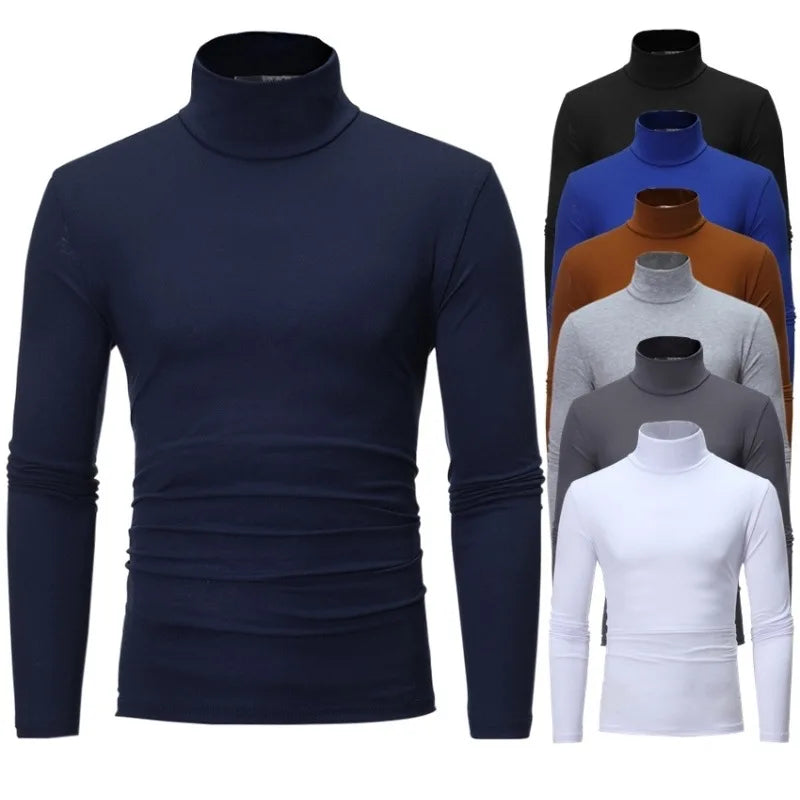 Thermal Underwear Tops Men Winter Clothes Thermal Shirt Autumn Men's Winter Tights High Neck Thin Slim Fit Long Sleeve T-shirt - Tasawoq