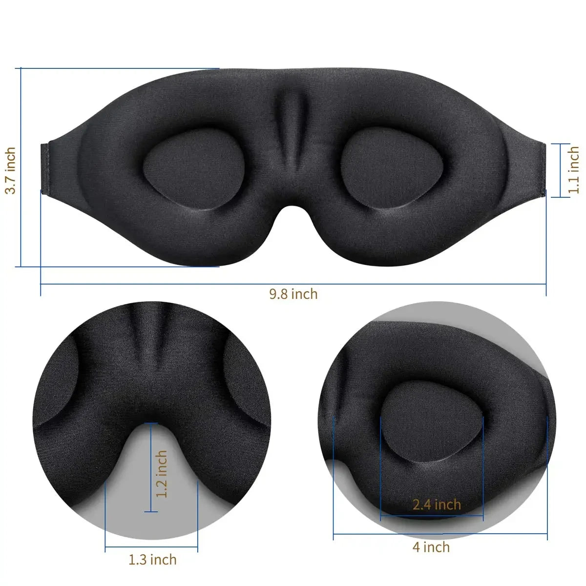 Eye Mask for Sleeping 3D Contoured Cup Blindfold Concave Molded Night Sleep Mask Block Out Light with Women Men with Earplugs - Tasawoq