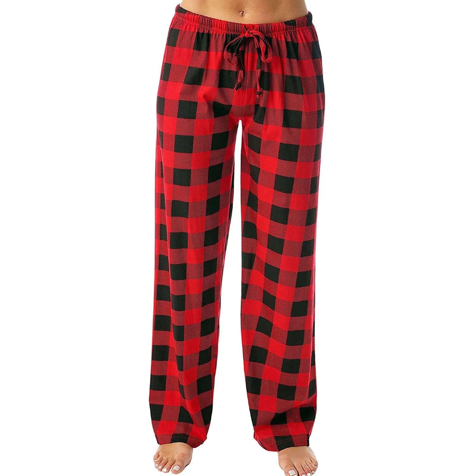 Women Christmas Pajama pants Autumn Winter Plaid Printed Pants Fashion Casual Wide Leg Pants Clothing Streetwear - Tasawoq
