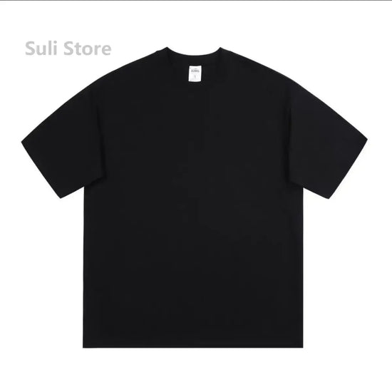 600g Heavy-duty Cotton Short Sleeved T-shirt for Men's Fashion Pure Cotton Thickened Short Sleeved Half Sleeved Tee - Tasawoq