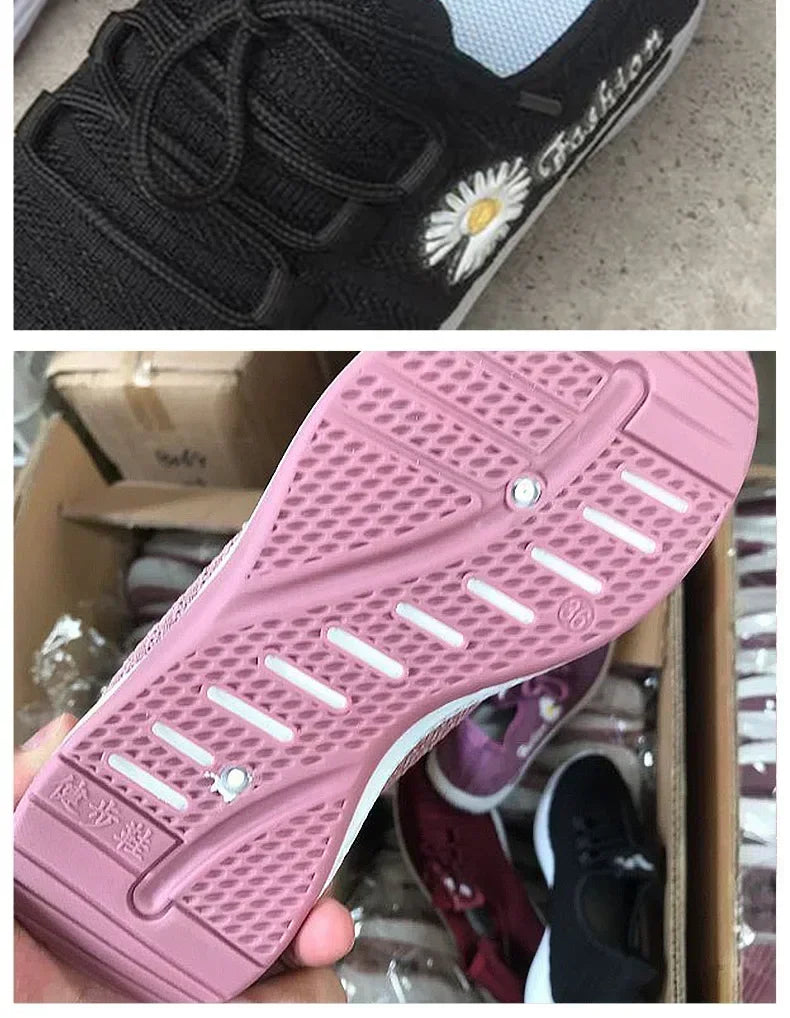 Adult sneakers, women's light running shoes, net shoes, comfortable soft soled sneakers, women's breathable casual single shoes - Tasawoq