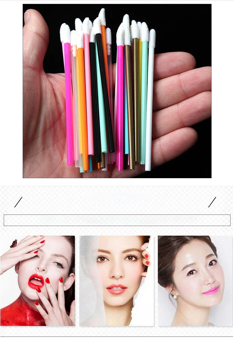 50 Pcs Disposable Lip Brush Makeup Tools Hollow Lip Wands Nylon Lip Gloss Stick Applicator Lipstick Wands Set Cosmetic Tools - Tasawoq