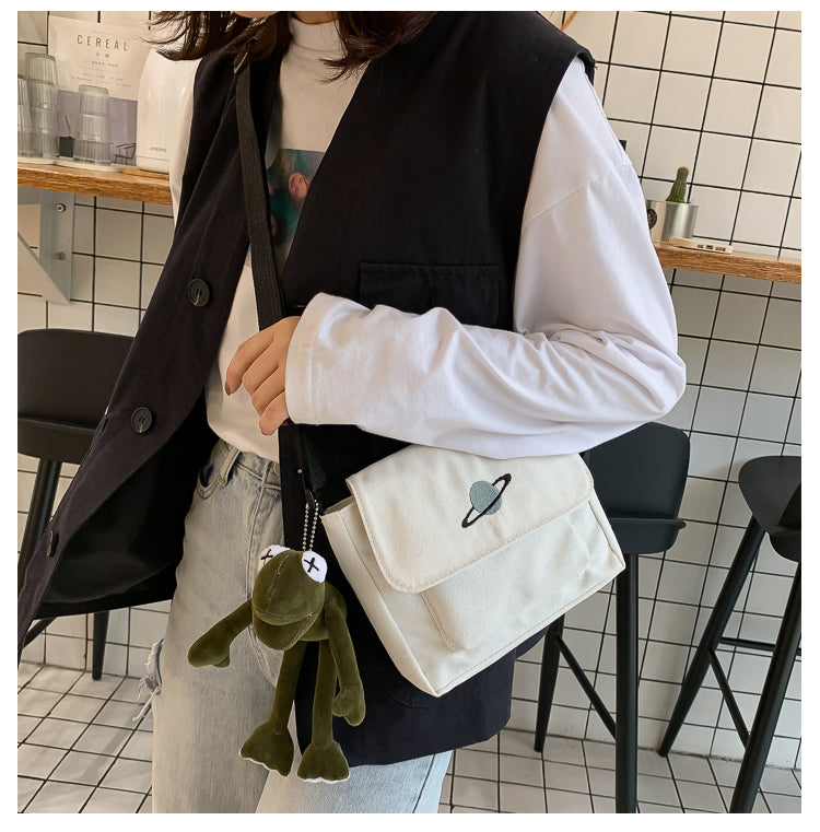 Casual Collage Student Messenger Bag Women Small Bag Canvas Shoulder Bag For Women Print Crossbody Bags Bolsas Sac - Tasawoq