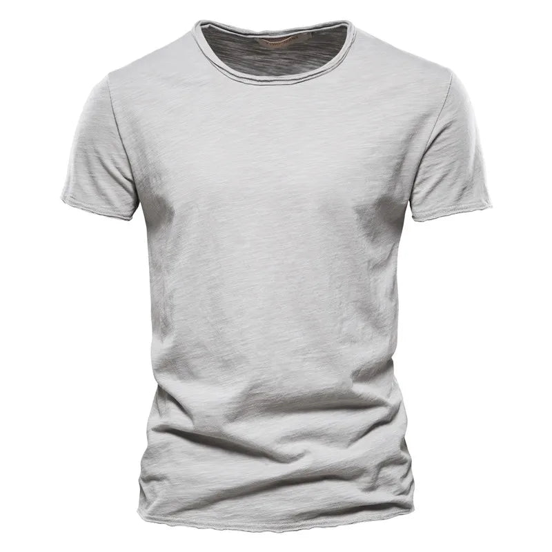 AIOPESON 100% Cotton Men T-shirt V-neck Fashion Design Slim Fit Soild T-shirts Male Tops Tees Short Sleeve T Shirt For Men - Tasawoq