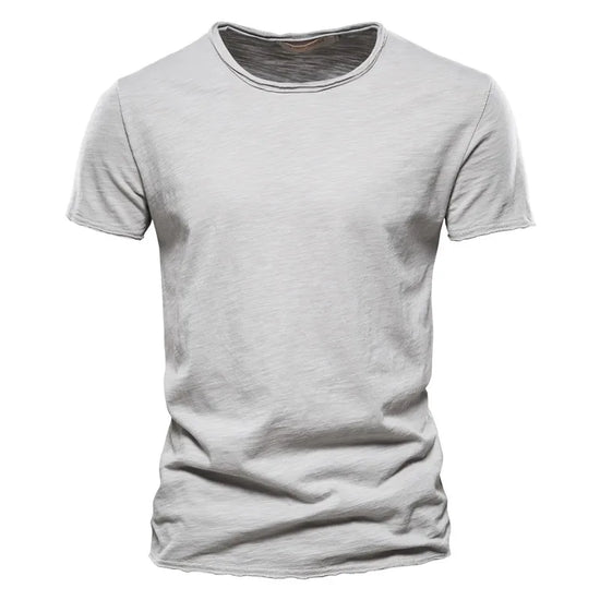 AIOPESON 100% Cotton Men T-shirt V-neck Fashion Design Slim Fit Soild T-shirts Male Tops Tees Short Sleeve T Shirt For Men - Tasawoq