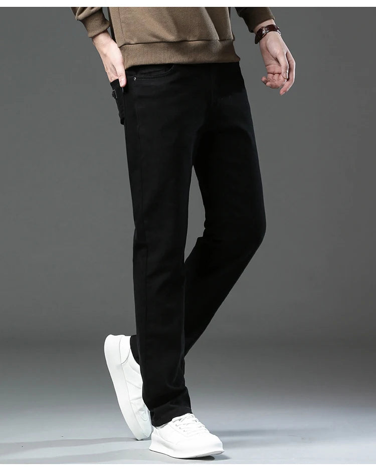 Fashion Loose Straight Business Casual Stretch Denim Pants Male Brand Trousers 3 Colors Plus Size Mens Clothing Slim Jeans 28-44 - Tasawoq