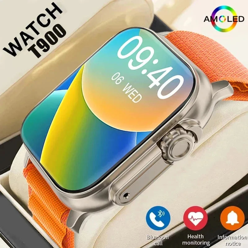 LAXASFIT T900Ultra Smartwatch Bluetooth Talk Smartwatch Message Alert Heart Rate Monitor Sports Watch for Android IOS Men Women - Tasawoq