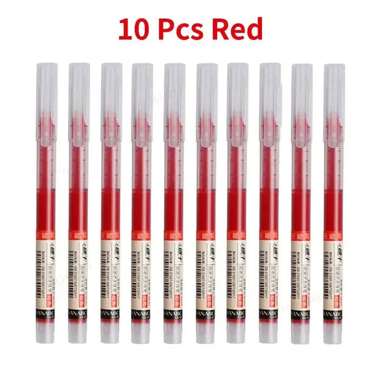 10Pcs/set High Quality Needle Type Gel Pens Straight Liquid Ballpoint Pen Kawaii Stationery School Office Supplies Writing