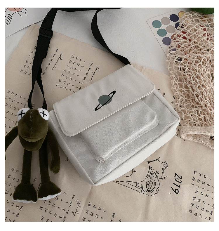 Casual Collage Student Messenger Bag Women Small Bag Canvas Shoulder Bag For Women Print Crossbody Bags Bolsas Sac - Tasawoq