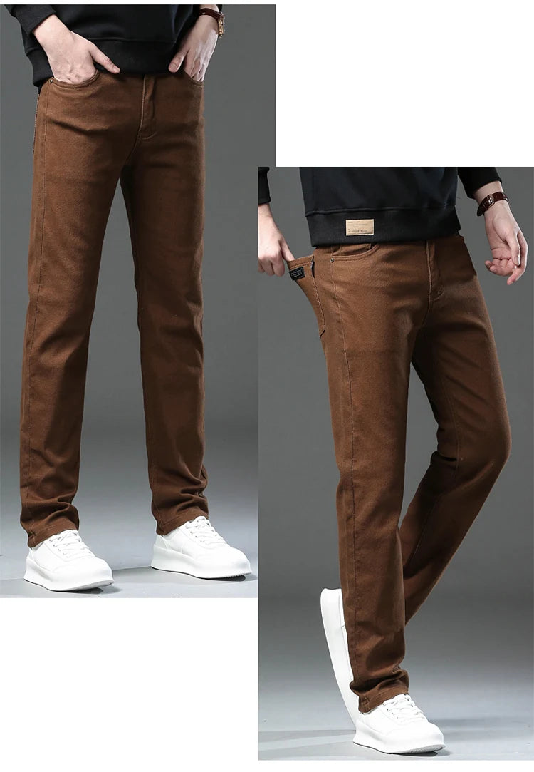 Fashion Loose Straight Business Casual Stretch Denim Pants Male Brand Trousers 3 Colors Plus Size Mens Clothing Slim Jeans 28-44 - Tasawoq