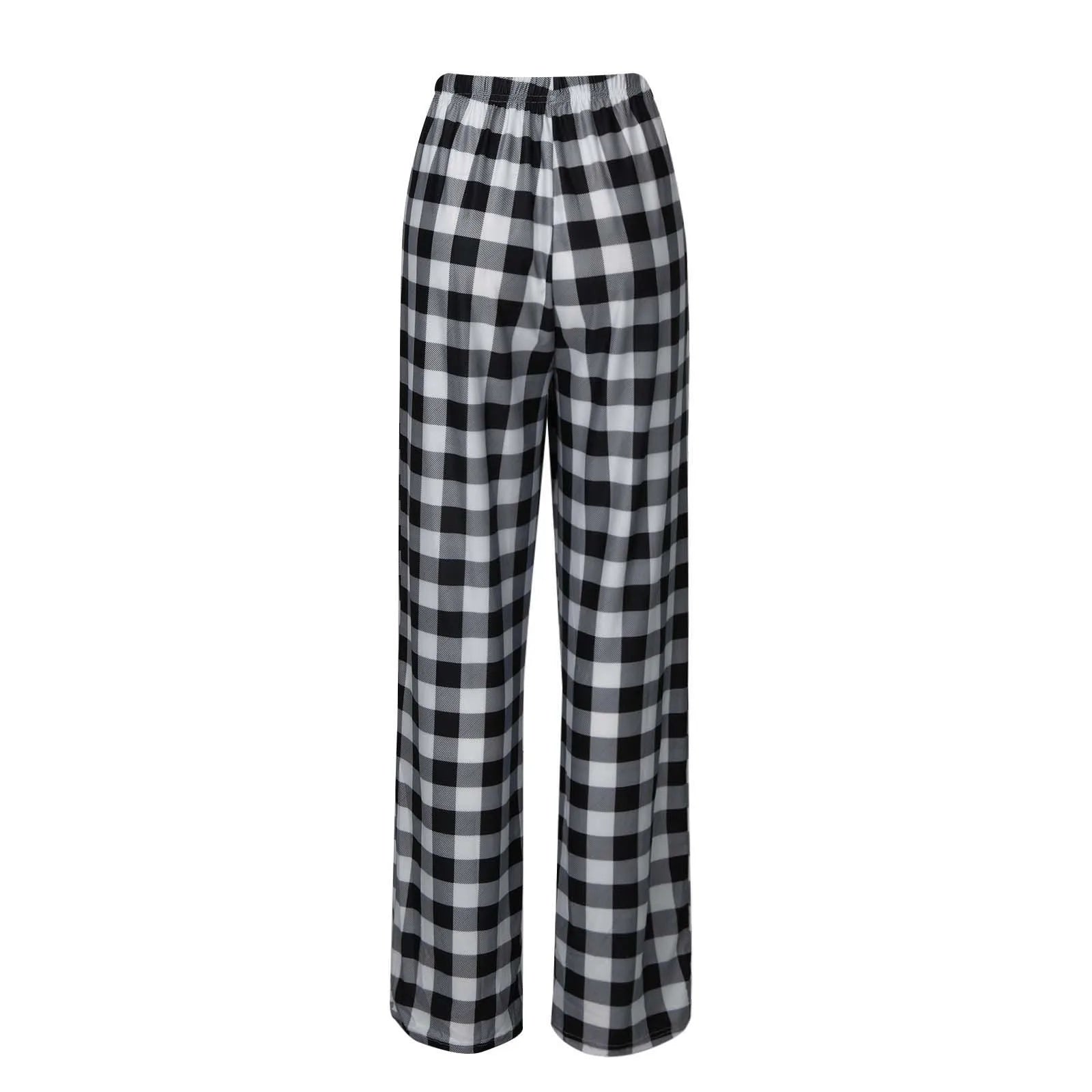 Women Christmas Pajama pants Autumn Winter Plaid Printed Pants Fashion Casual Wide Leg Pants Clothing Streetwear - Tasawoq