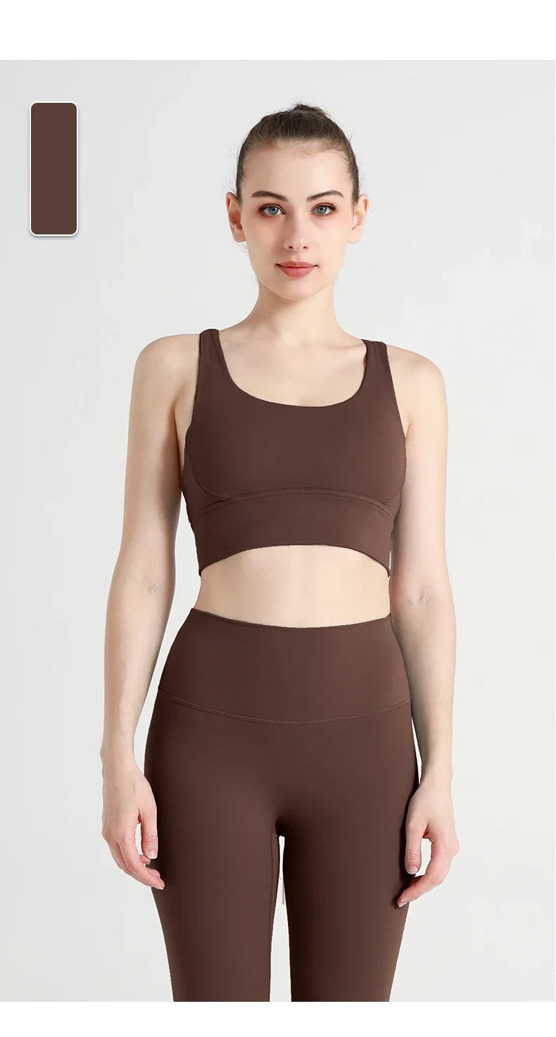 New Summer Sexy Sports Bras Women Fitness Vest Sports Top Cross Back Yoga Bra Running Fitness Breathable Shockproof Yoga Bra - Tasawoq