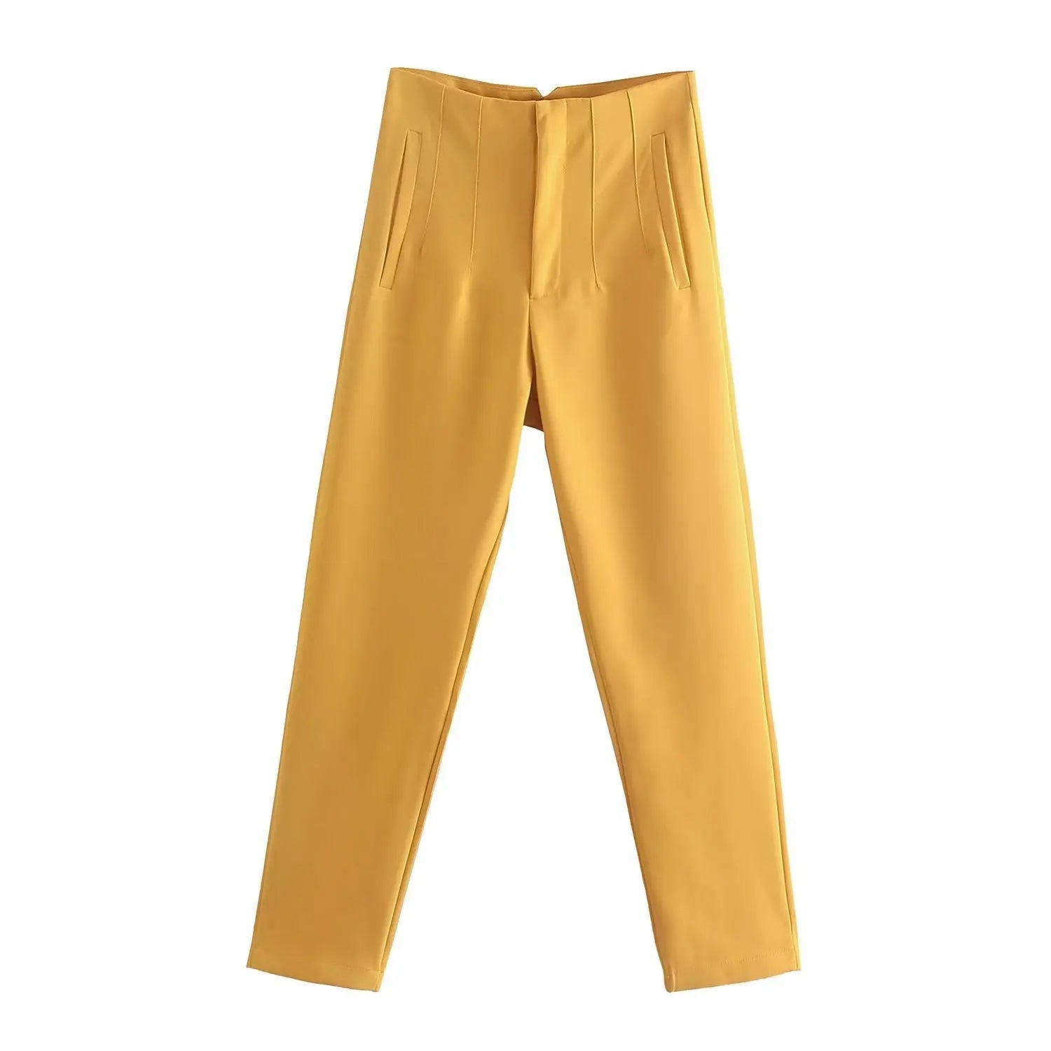 Willshela Women Fashion Straight Pants High Waist Front Zipper Trousers Vintage Full Length Female Chic Lady - Tasawoq