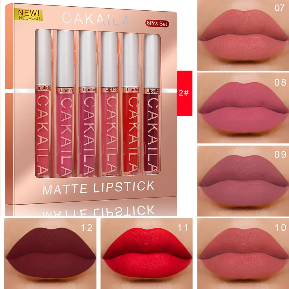 10/6 PCS Lipstick Set Matte Nude Liquid Lip Stain Makeup for women Non stick Cup Lip Gloss Waterproof Long lasting Cosmetics - Tasawoq