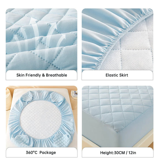 1pc 3D Air Fabric Thick Mattress Cover, 100% Waterproof Mattress Protector, Soft and Breathable Fitted Bed Sheet (No Pillowcase) - Tasawoq