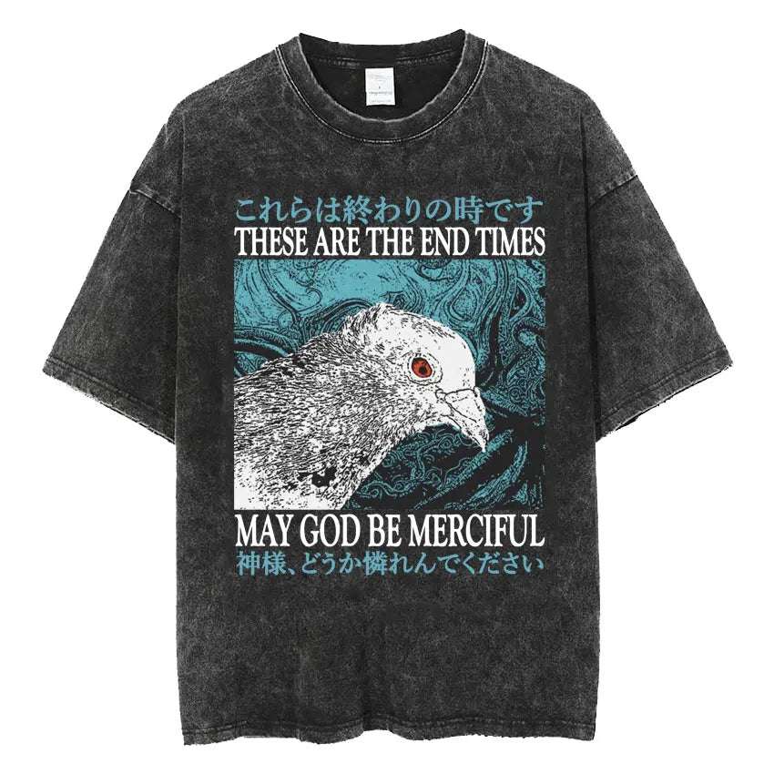 The Horrors Are Never Ending Yet I Remain Silly T-shirt Funny Japanese Style Frog Retro Washed T Shirt Men's Oversized Tees Tops - Tasawoq