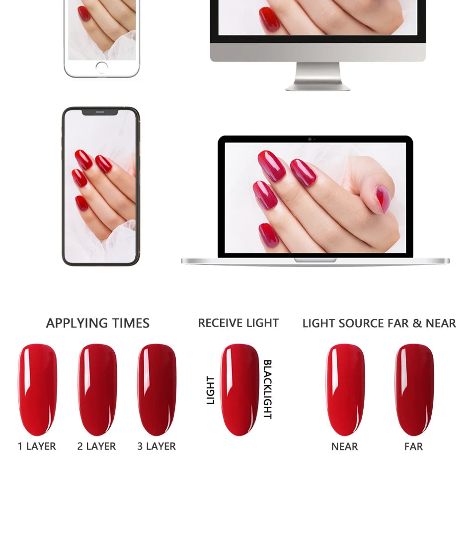NAILCO Red Colors Series 15ML Nail Gel Polish Nail Supplies Semi Permanent For Nail Art Manicure Soak Off LED UV Hybrid Varnish - Tasawoq