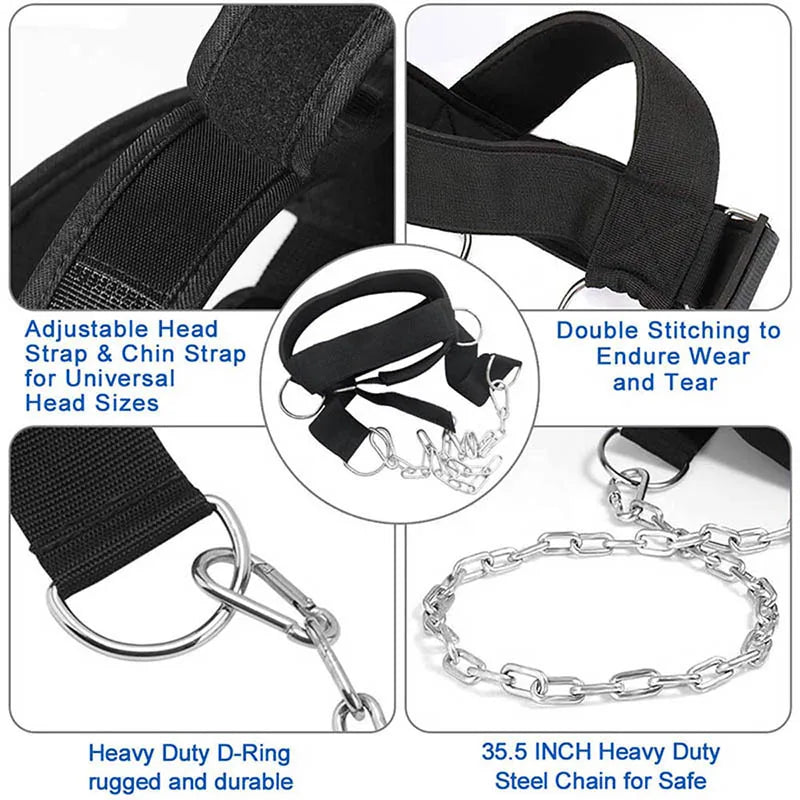 Head Neck Training Head Harness Weight Bearing Cap Body Strengh Adjustable Exercise Strap Neck Muscle Power Training Gym Fitness - Tasawoq
