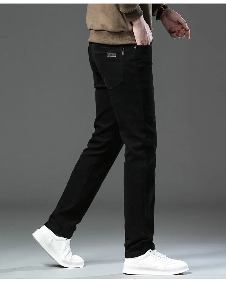 Fashion Loose Straight Business Casual Stretch Denim Pants Male Brand Trousers 3 Colors Plus Size Mens Clothing Slim Jeans 28-44 - Tasawoq