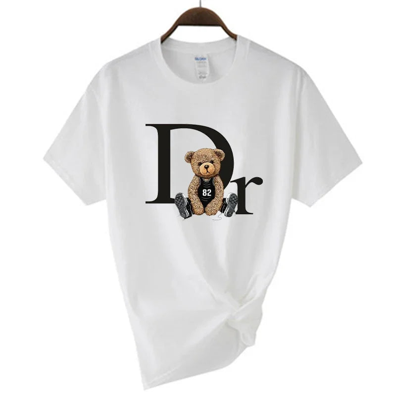 Luxury Brand Cute Bear Print Women T-shirt Tshirt Summer Graphic Fashion Female T Shirts Woman Clothing Free Shipping - Tasawoq