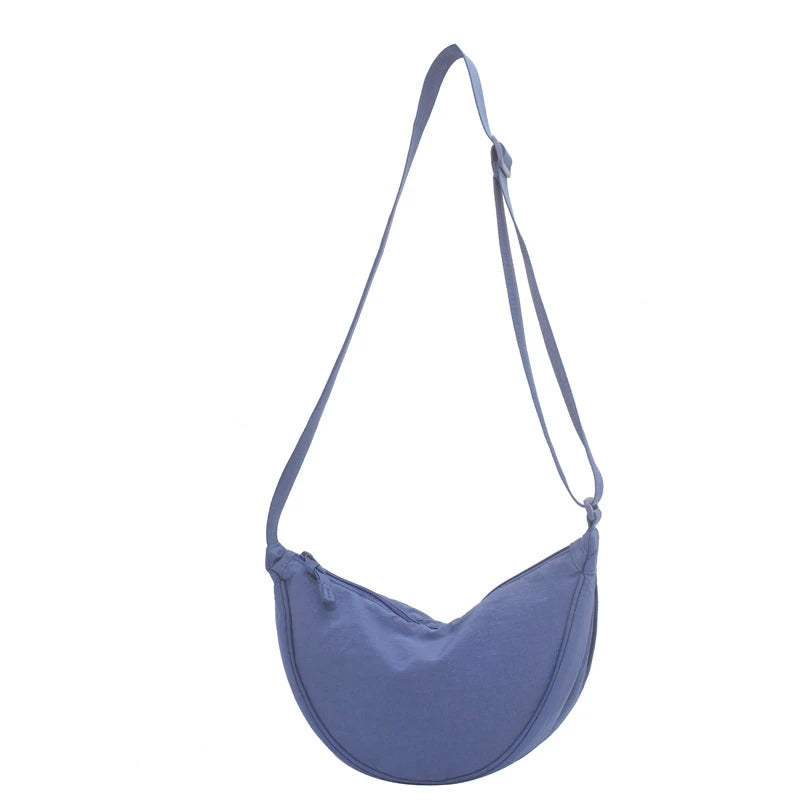 Solid Color Women's Portable Shoulder Bag Simple Female Nylon Cloth Padded Crossbody Bags Travel Purse Handbags Messenger Bag - Tasawoq