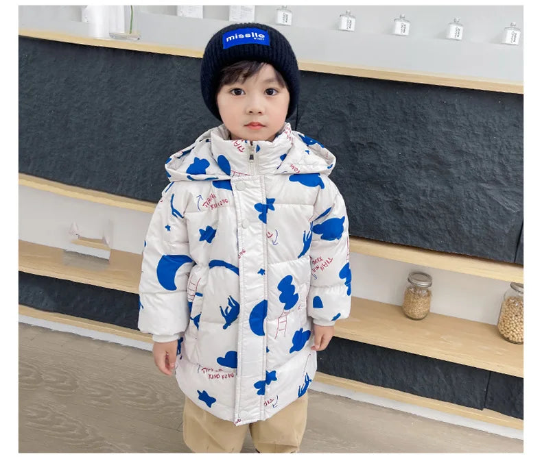 New Girls Boys Down Jacket Winter Coats Children Clothes Hooded Windbreaker Coat For Kids 2-7 Years Cotton Warm Outerwear - Tasawoq