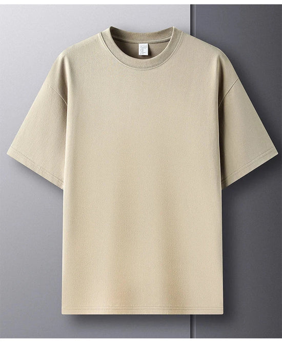 100% pure cotton summer high-end brand men's short sleeve round neck fashionable style half sleeved top breathable T-shirt - Tasawoq