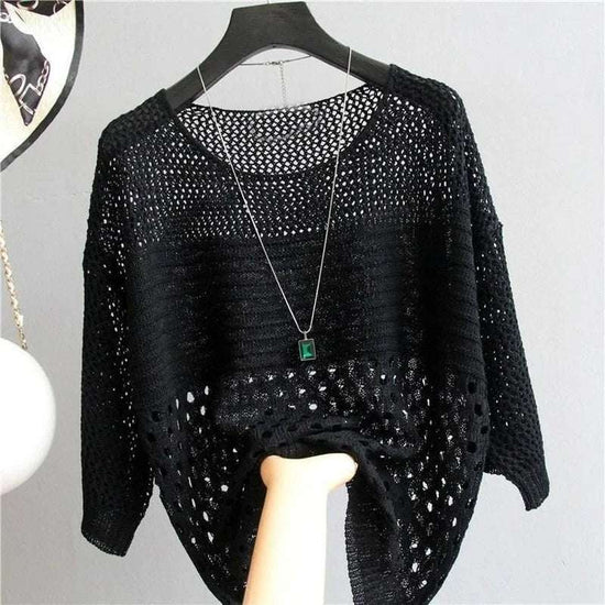 Spring and Summer New Ice Silk Knitted Vest Top Hollow Out Thin Bottoming Sling Streetwear Womens Clothing White Shirt 13686 - Tasawoq