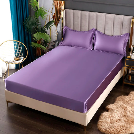 New Satin Fitted Sheet European Style Rayon Mattress Cover Elastic Band
