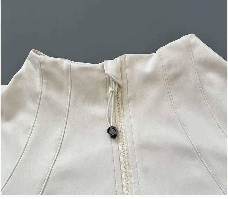 Quick Dry Stand Up Collar Fitness Jacket For Women Slim-Fit Zipper Yoga Wear Long Sleeve Breathable Running Sports Cycling Top - Tasawoq