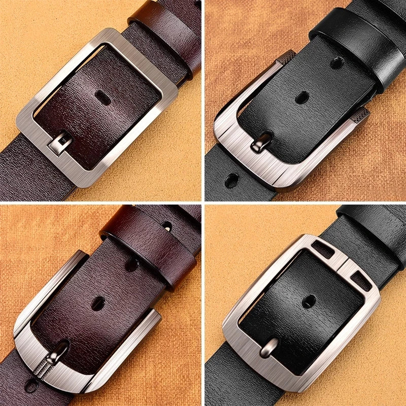 New Trend Men's High Quality Buckle Jeans Cowhide Casual Belt Business Denim Belt Men's Fashion Designer - Tasawoq