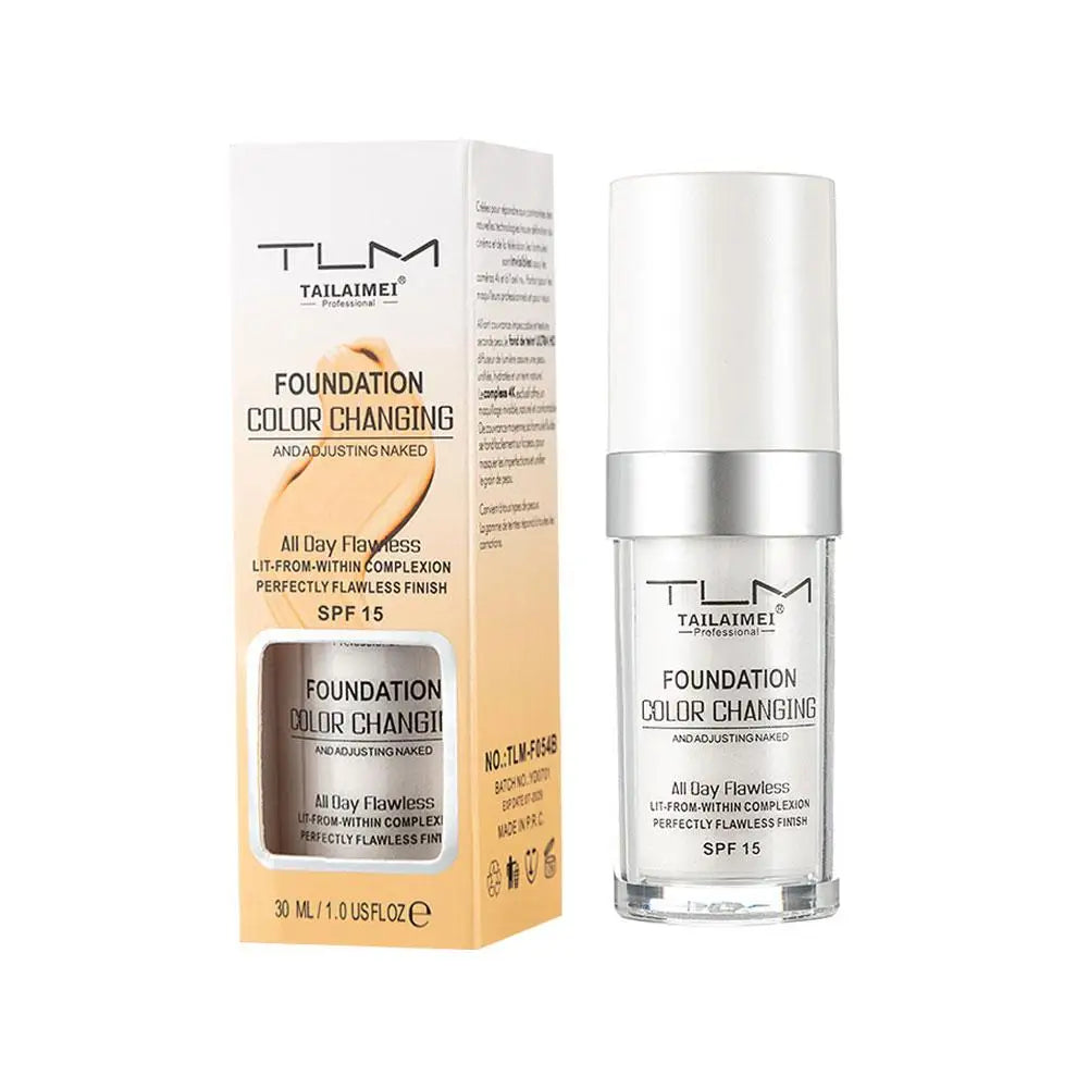 Colour Changing Liquid Foundation Hides Wrinkles & Lines, BB Cream Makeup Base Concealer Moisturizing Primer All Skin Tone SPF15 - Tasawoq