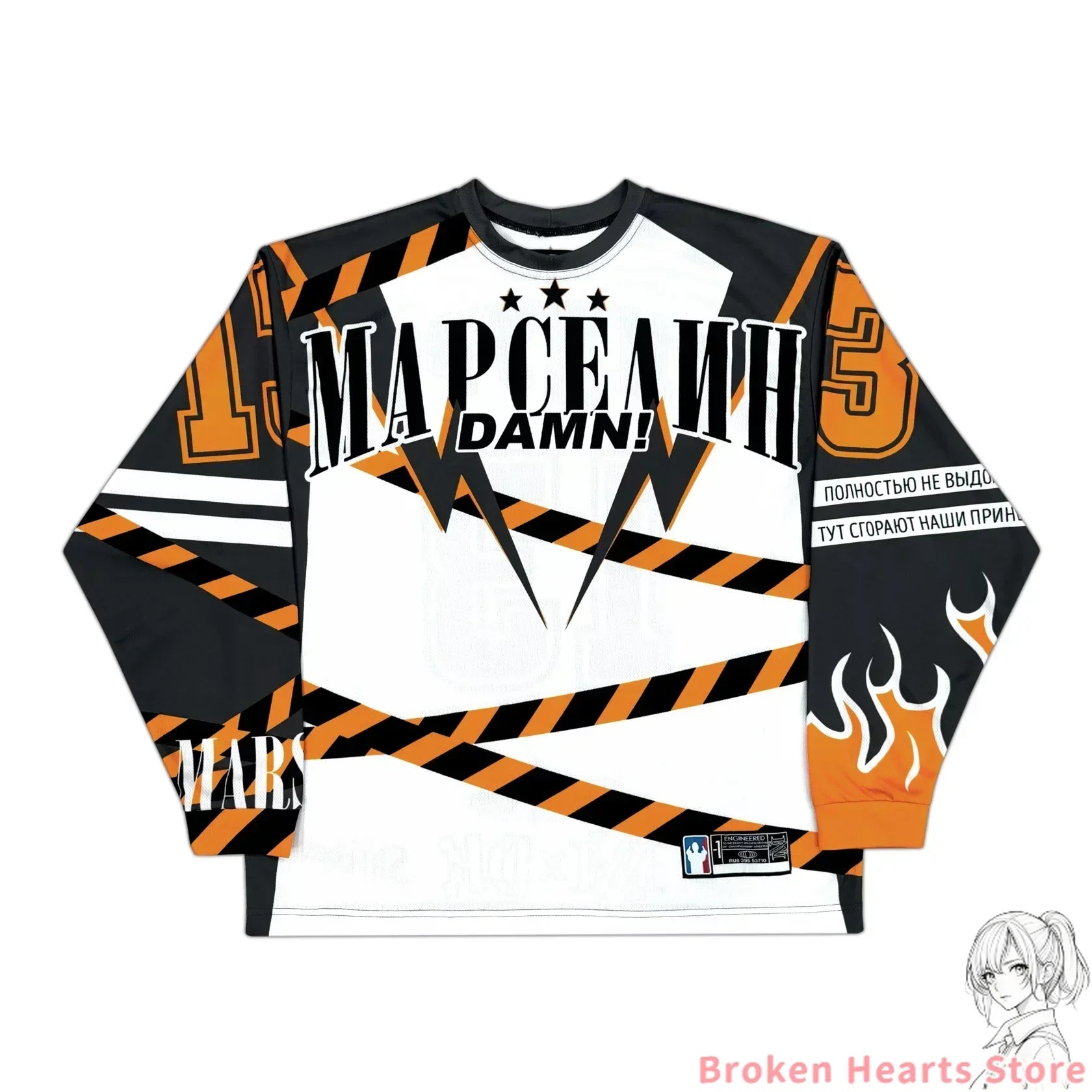 Y2k марселин Jersey Long Sleeves T-shirt Harajuku Vintage Streetwear Casual Baseball Jersey Casual Top Oversized Women Clothing - Tasawoq